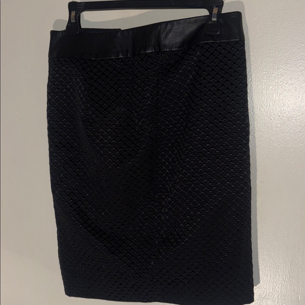 The Limited Black Textured Pencil Skirt with Faux-Leather Waistband